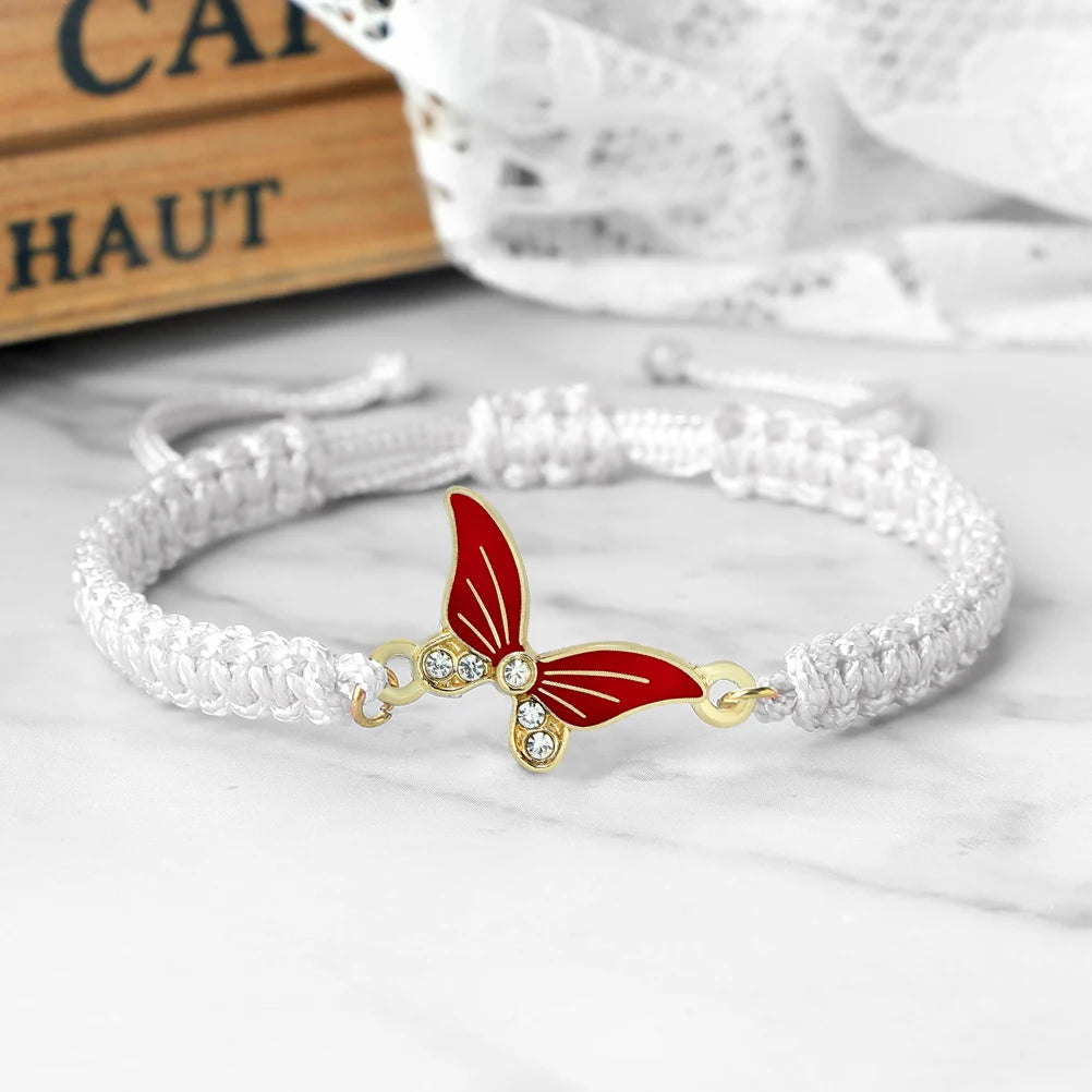 Cirilly - Witte Handgemaakte Gevlochten Vlinder Armband